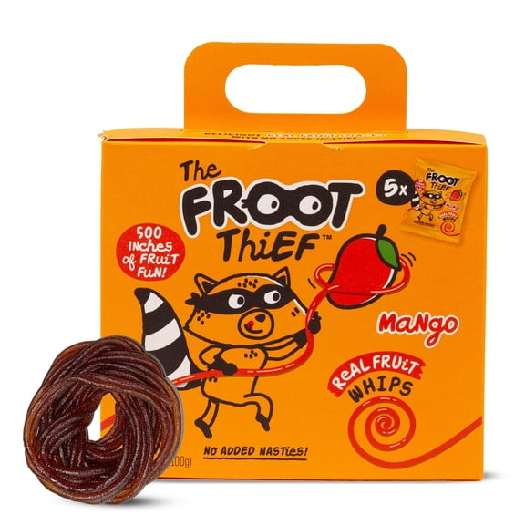 The FROOT Thief Real ESF27 Fruit Snack Whips, Mango, Nut Free, Perfect for School Lunches and Snacks, Individual Bags Kids Snacks, 5 Pack