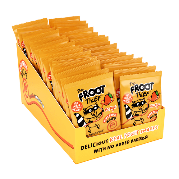 The FROOT Thief Real Fruit Snack Whips, Nut Free, Perfect for School Lunches, Individual Bags for Kids, Mango 40 Pack