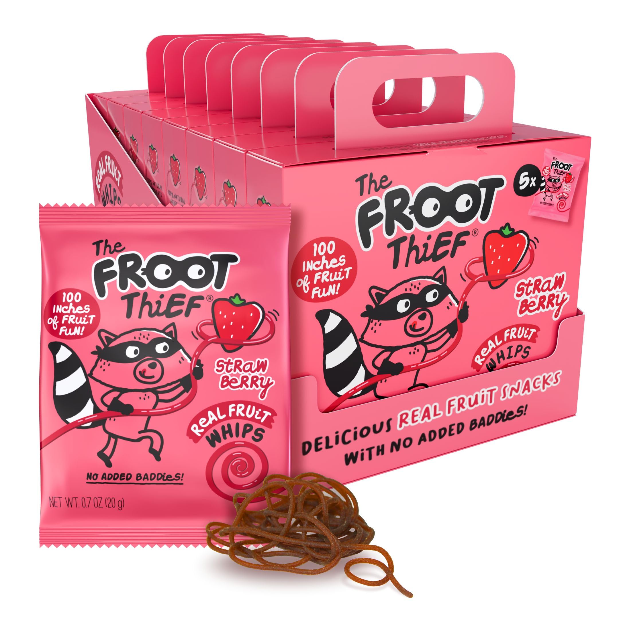 The FROOT Thief Real Fruit Snack Whips, Strawberry 40 Pack