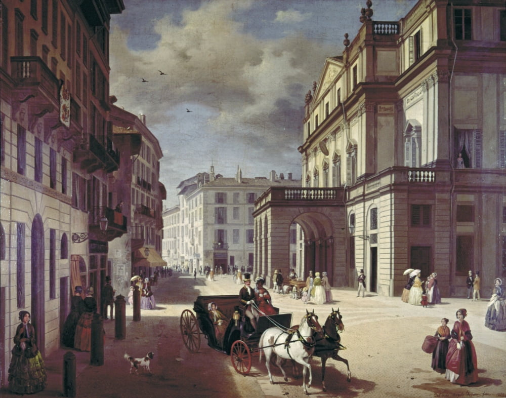 The Facade Of The Teatro Alla Scala Canvas Art - (24 x 18)