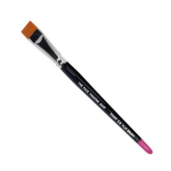 The Face Painting Shop - 5/8" Short Flat Brush, Professional Face Painting Brush, Sleek Pink Tipped Wooden Handle and Synthetic Bristles