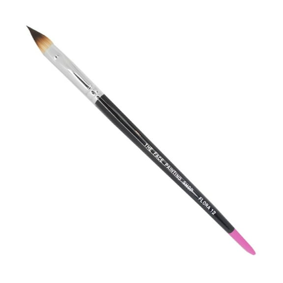 The Face Painting Shop Brush - Flora 12, Professional Face Painting Brush, Sleek Pink Tipped Wooden Handle and Synthetic Bristles