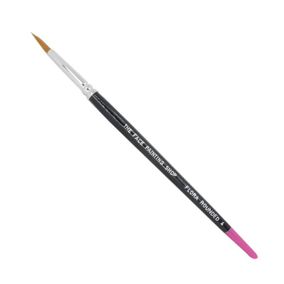 The Face Painting Shop Brush - Rounded Flora 4, Professional Face Painting Brush, Sleek ink Tipped Wooden Handle and Synthetic Bristles