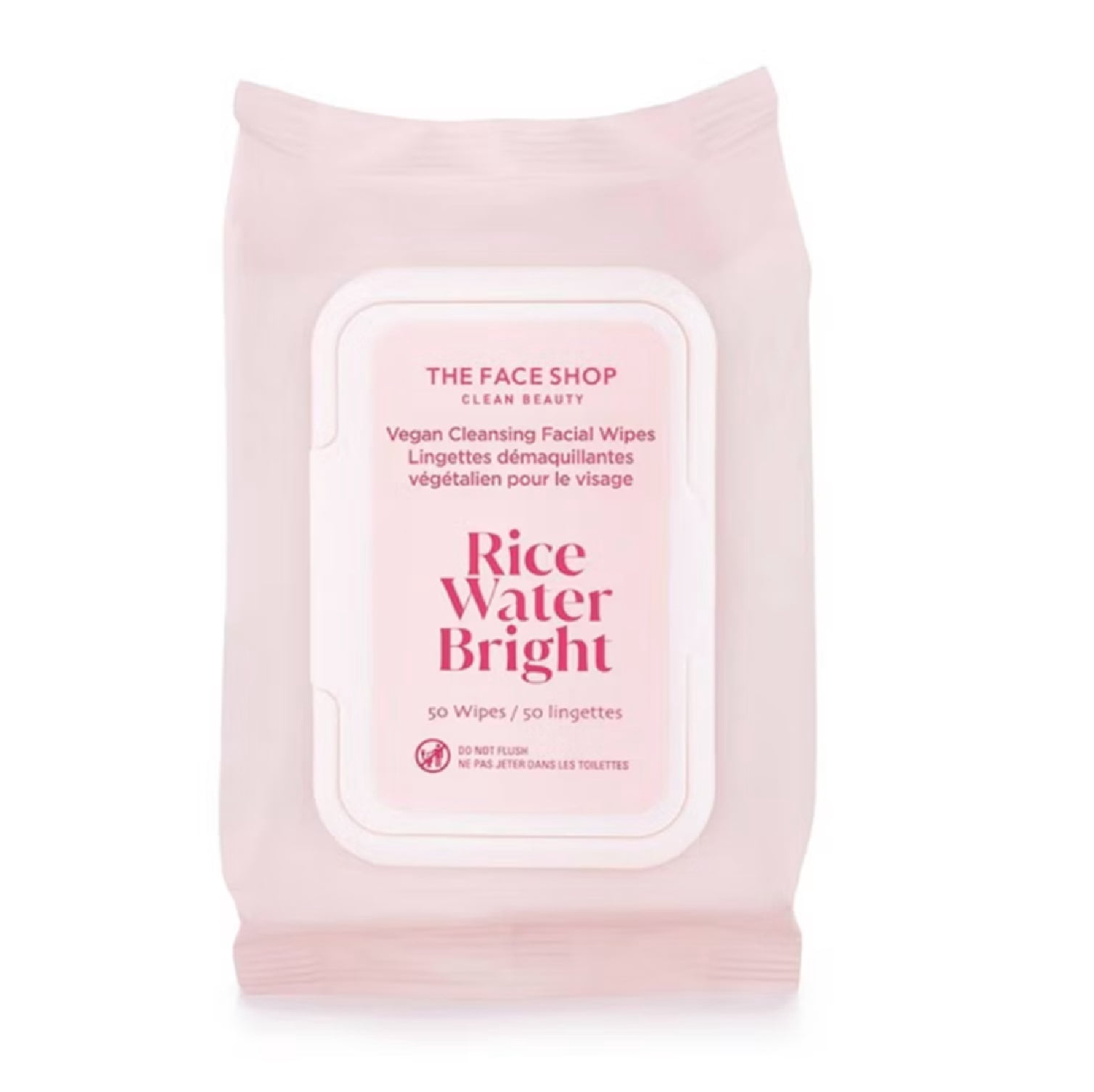 The Face Shop Rice Water Bright Vegan Cleansing Makeup Remover Wipes, 50ct