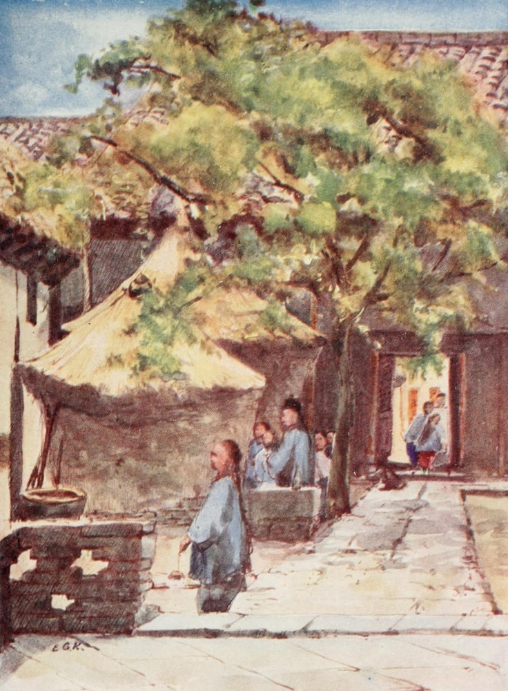 The Face of China 1909 A village school Canvas Art - Emily G Kemp (24 x 36)