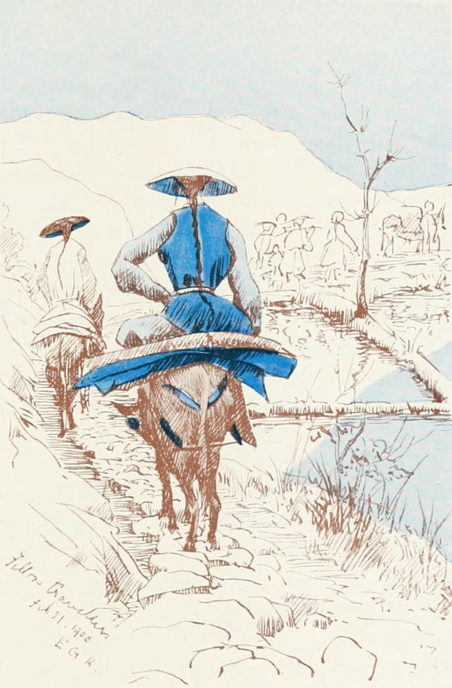 The Face of China 1909 Donkey & rider Canvas Art - Emily G Kemp (24 x 36)