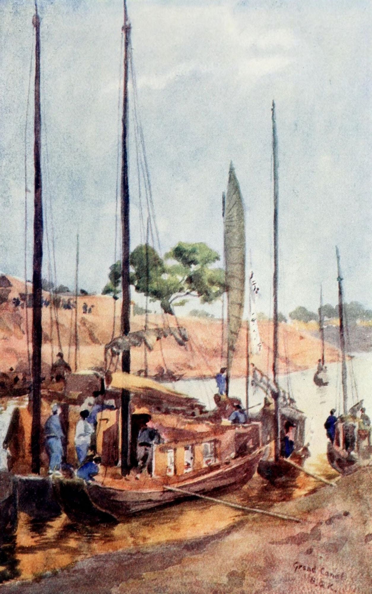 The Face of China 1909 Houseboat Grand Canal Canvas Art - Emily G Kemp (18 x 24)