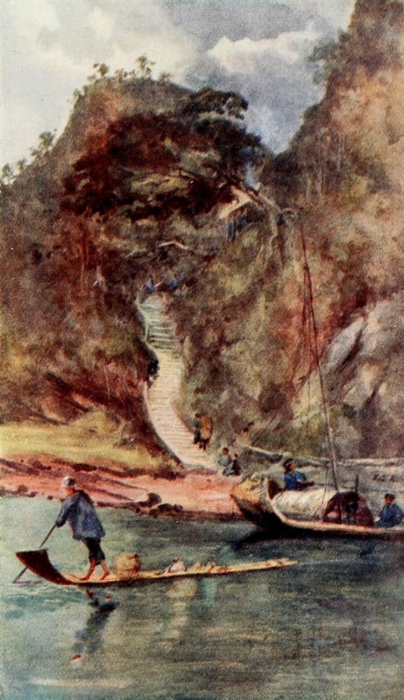 The Face of China 1909 Otter fishing on Min river Canvas Art - Emily G Kemp (24 x 36)