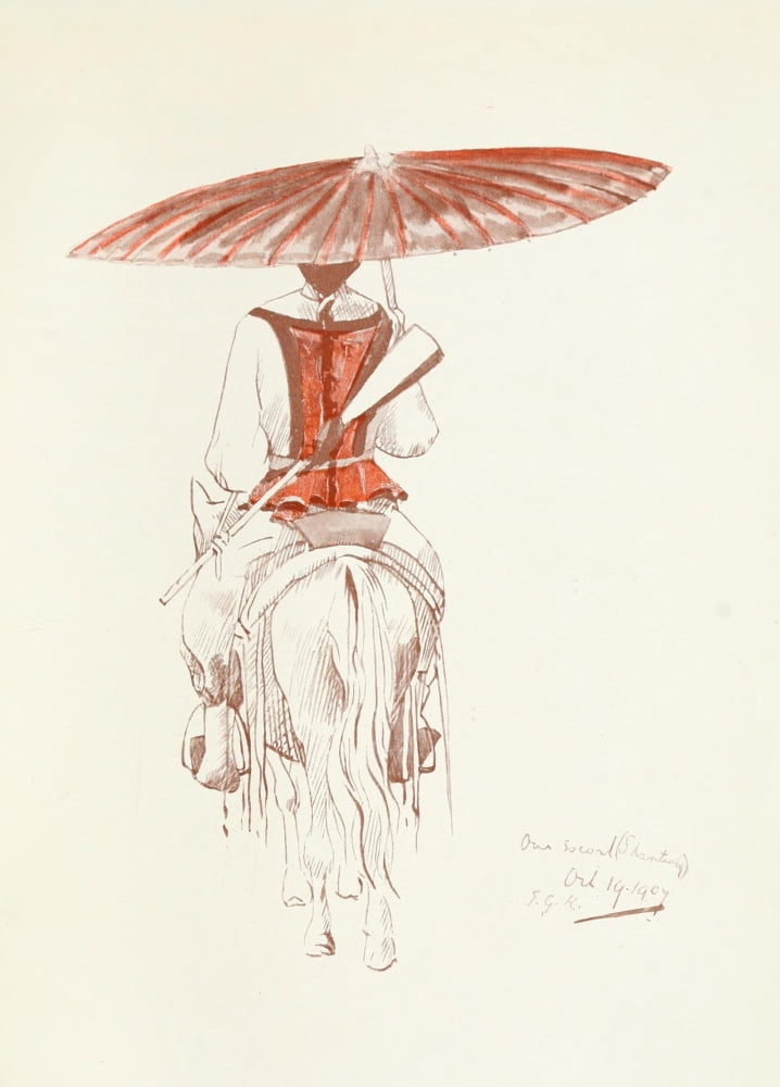 The Face of China 1909 Rider with parasol Canvas Art - Emily G Kemp (24 x 36)