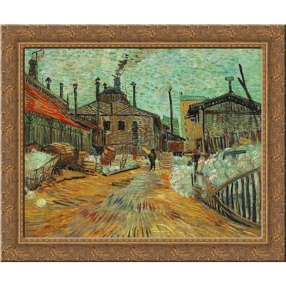 The Factory at Asnieres 24x20 Gold Ornate Wood Framed Canvas Art by Vincent van Gogh