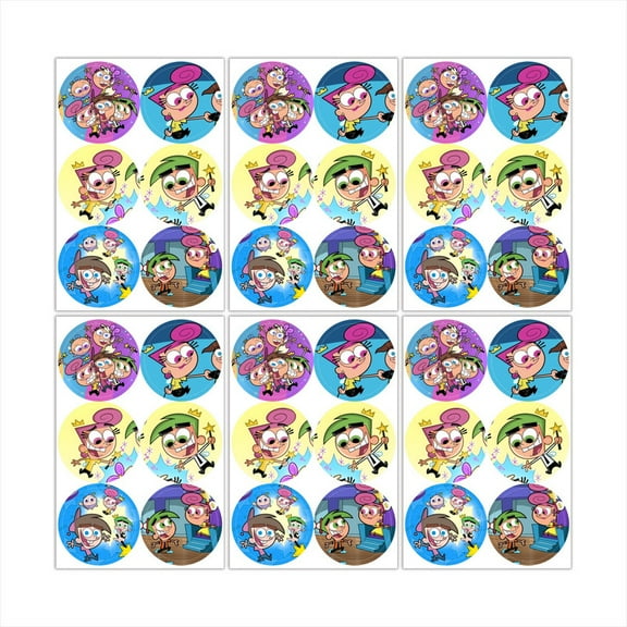 The Fairly Oddparents Stickers Party Favors Labels Birthday Thank You Themed Round Circle Baby Shower 60pcs