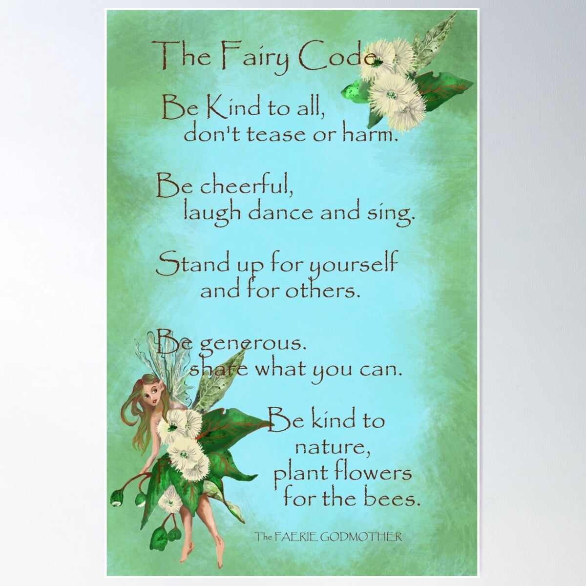 The Fairy Code, Gumblossom Fairy Poster Wall Art, Modern Wall