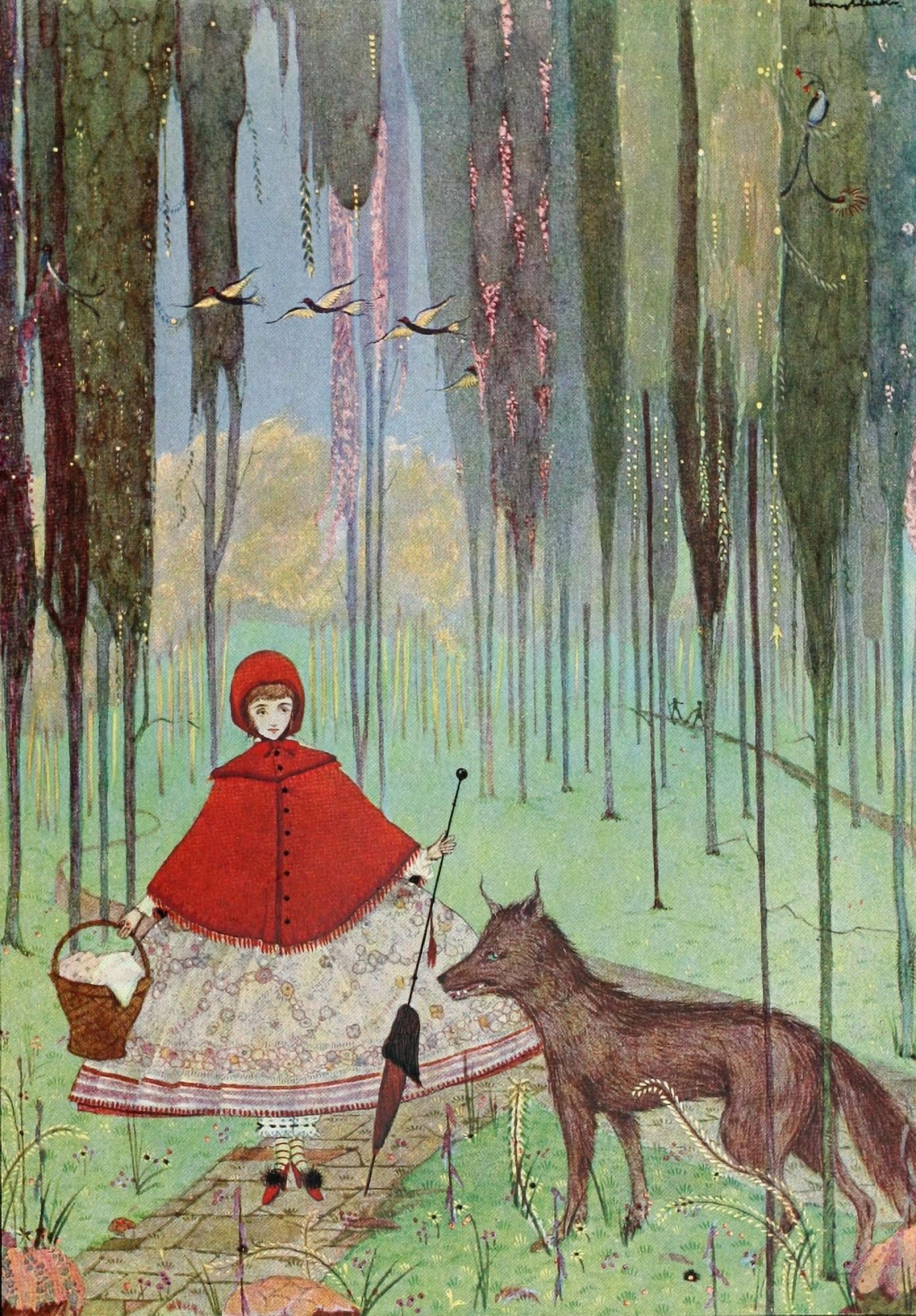 The Fairy Tales of Charles Perrault 1922 Little Red Riding Hood Canvas Art - Harry Clarke (24 x 36)