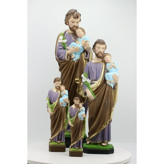 The Faith Gift Shop Collection of Saint Joseph Resin Stone Statue-Multi-colour- 8 Inch - Gift of Faith for Friends and Family