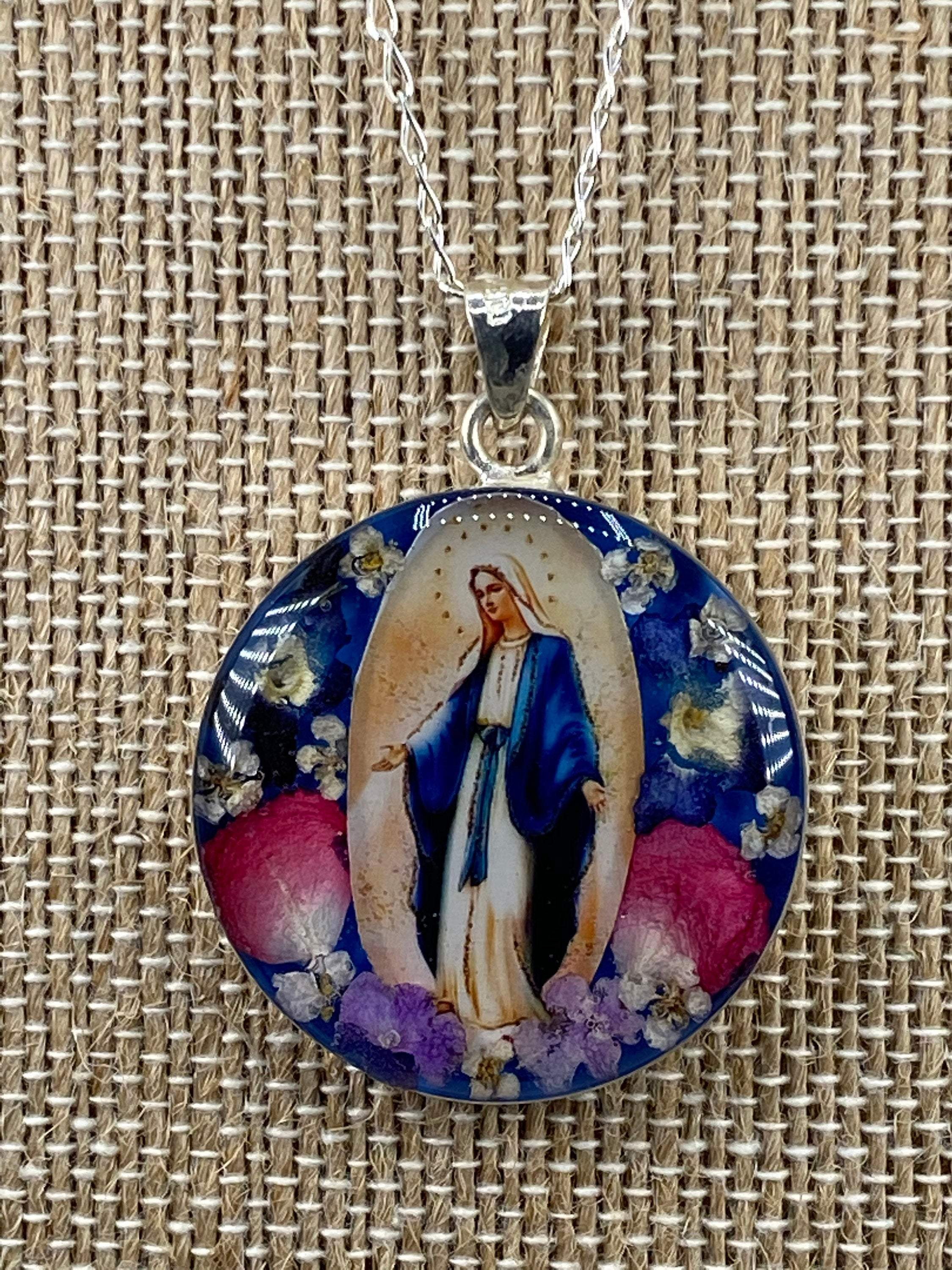 The Faith Gift Shop Our Lady of Grace Round Locket with Metal Chain ...