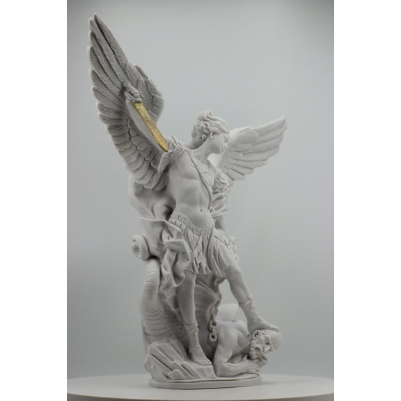 The Faith Gift Shop Saint Michael 12” Archangel Garden Statue, All White Celestial Finish