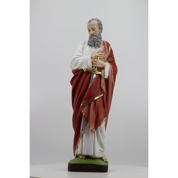 The Faith Gift Shop Saint Paul Resin Stone Statue-Brown And White 16 Inch Gift of Faith for Friends and Family