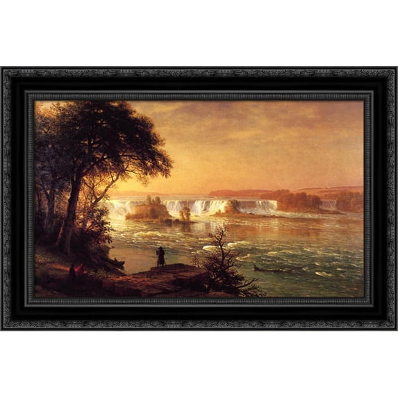 The Falls of St. Anthony 24x19 Black Ornate Wood Framed Canvas Art by Bierstadt, Albert