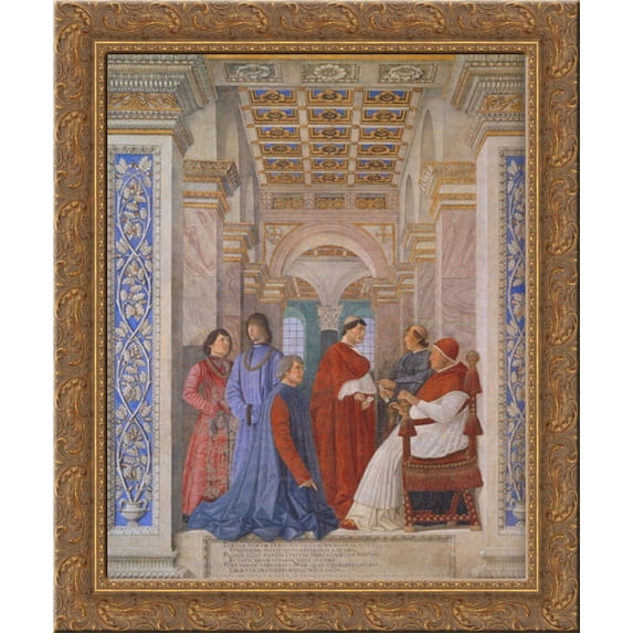 The Family of Ludovico Gonzaga 20x23 Gold Ornate Wood Framed Canvas Art by Mantegna, Andrea