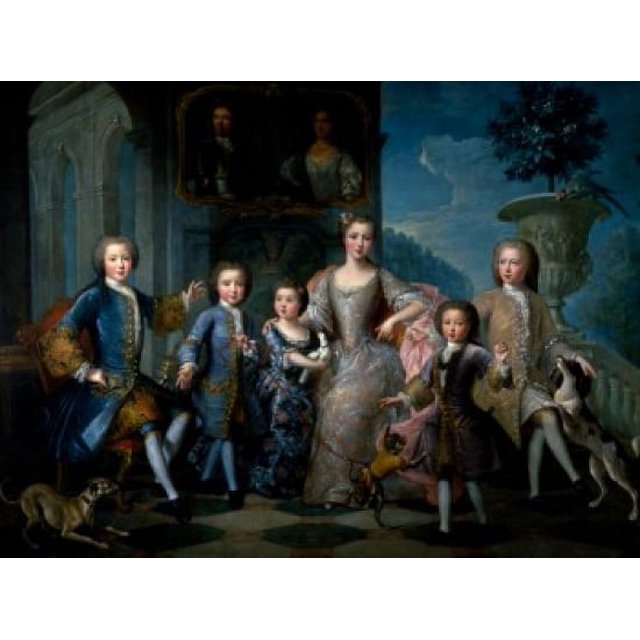 The Family of the Duke of Valentois by Pierre Gobert,  18th Century,  (Circa 1662-1744),  Monaco,  Collection Grimaldi Poster Print (18 x 24)
