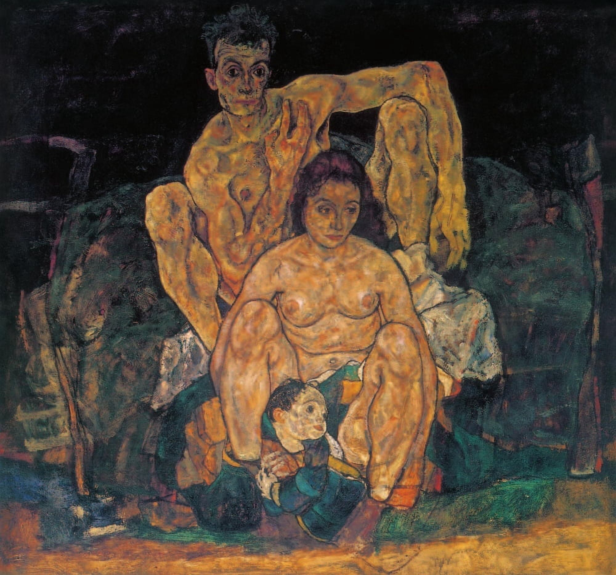 The Family (squatting couple) 1918 Canvas Art - Egon Schiele (18 x 24)