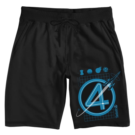 The Fantastic Four: First Steps Logo on Black Adult Lounge Short-Large