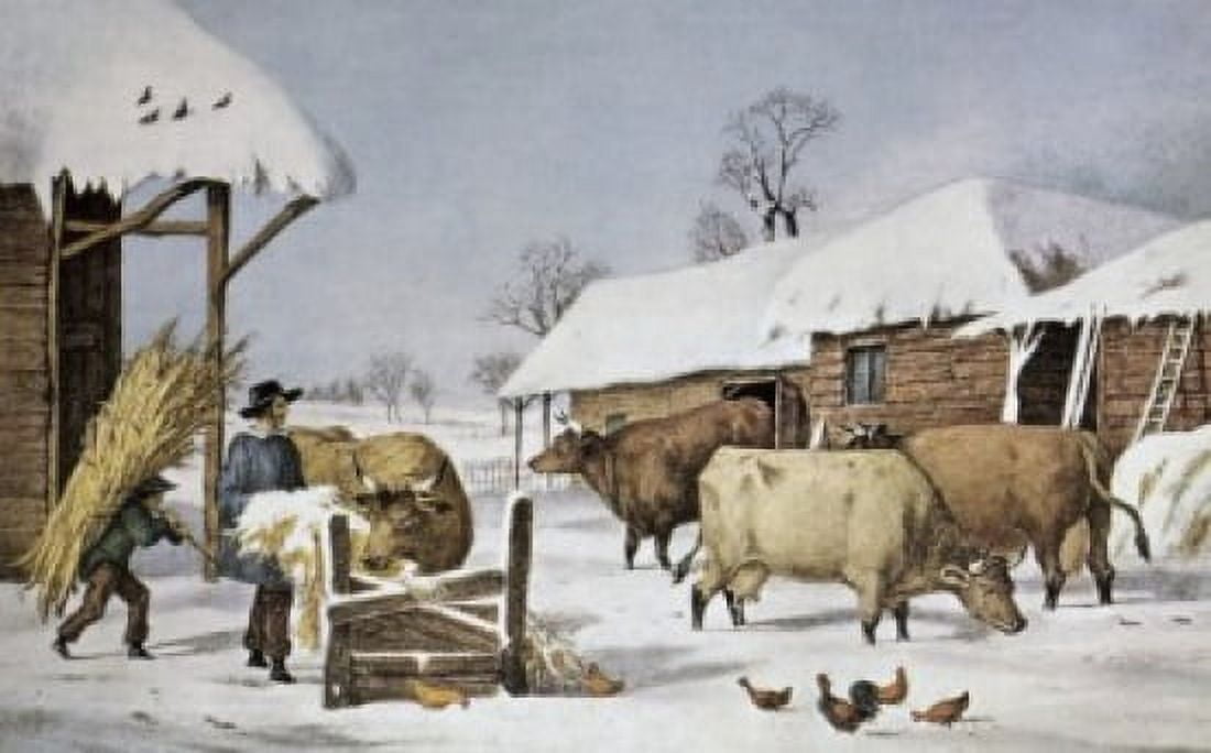 The Farm Yard Currier & Ives (1834-1907 American) Canvas Art - Currier & Ives (18 x 24)