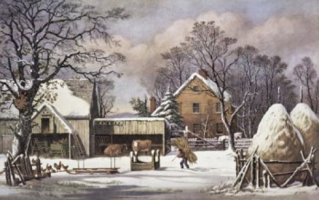 The Farmers Home Currier and Ives (a 1857-1907 American) Canvas Art - Currier & Ives (18 x 24)