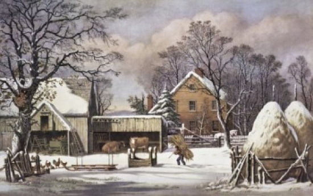 The Farmers Home Currier and Ives (a 1857-1907 American) Canvas Art - Currier & Ives (24 x 36)