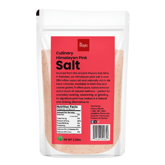 The Farms Himalayan Pink Salt,  2.2 lbs - Fine Grade - Allergen Free I Trace Minerals