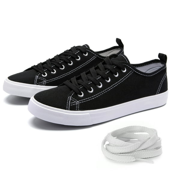 The Fashion Supply Skylar Canvas Women's Sneakers - Canvas Shoes for Women Sneakers, Comfortable Sneakers for Women, BlackWhite, 6