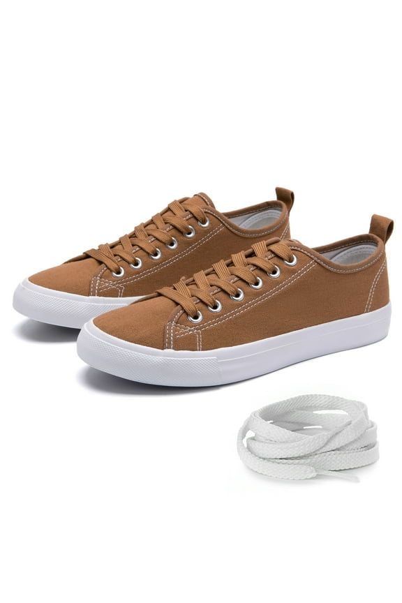 Skylar Canvas Women's Sneakers - Canvas Shoes for Women Sneakers, Comfortable Sneakers for Women, Brown, 6
