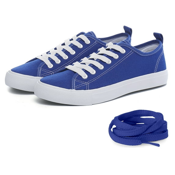 The Fashion Supply Skylar Canvas Women's Sneakers - Canvas Shoes for Women Sneakers, Comfortable Sneakers for Women, Cobalt with size 10