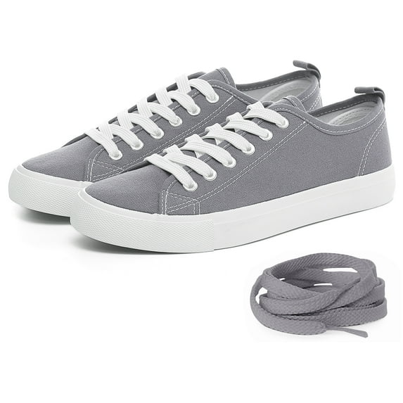 The Fashion Supply Skylar Canvas Women's Sneakers - Canvas Shoes for Women Sneakers, Comfortable Sneakers for Women, Grey with size 9