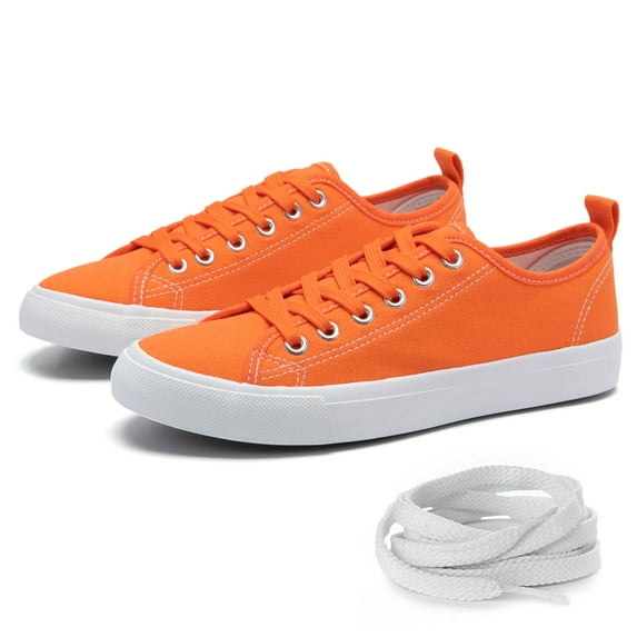 The Fashion Supply Skylar Canvas Women's Sneakers - Canvas Shoes for Women Sneakers, Comfortable Sneakers for Women, Orange, 10