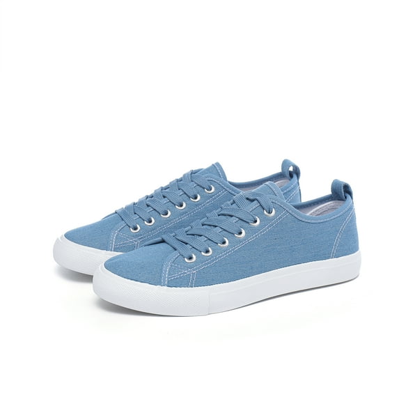 The Fashion Supply Skylar Canvas Women's Sneakers - Canvas Shoes for Women Sneakers, Comfortable Sneakers for Women, Light Denim with size 6