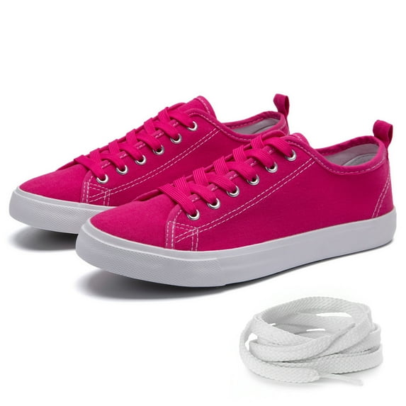 The Fashion Supply Skylar Canvas Women's Sneakers - Canvas Shoes for Women Sneakers, Comfortable Sneakers for Women, Pink, 11