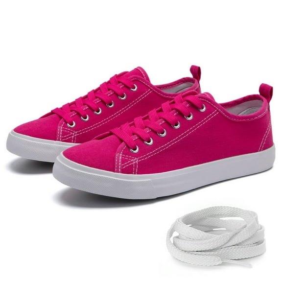 The Fashion Supply Skylar Canvas Women's Sneakers - Canvas Shoes for Women Sneakers, Comfortable Sneakers for Women, Pink, 6