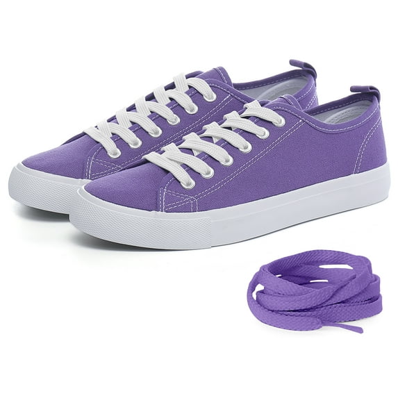The Fashion Supply Skylar Canvas Women's Sneakers - Canvas Shoes for Women Sneakers, Comfortable Sneakers for Women, Purple with size 11