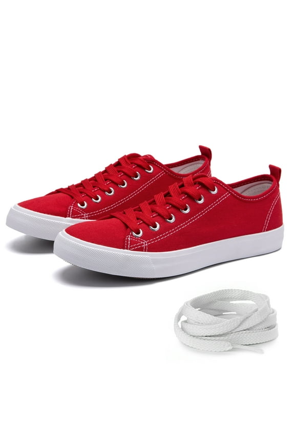 Skylar Canvas Women's Sneakers - Canvas Shoes for Women Sneakers, Comfortable Sneakers for Women, Red, 6