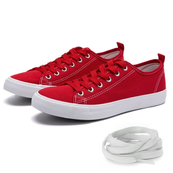 The Fashion Supply Skylar Canvas Women's Sneakers - Canvas Shoes for Women Sneakers, Comfortable Sneakers for Women, Red, 8