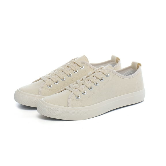 The Fashion Supply Skylar Canvas Women's Sneakers - Canvas Shoes for Women Sneakers, Comfortable Sneakers for Women, Tan, 6