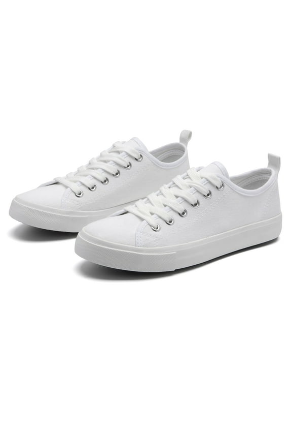 Skylar Canvas Women's Sneakers - Canvas Shoes for Women Sneakers, Comfortable Sneakers for Women, White, 10