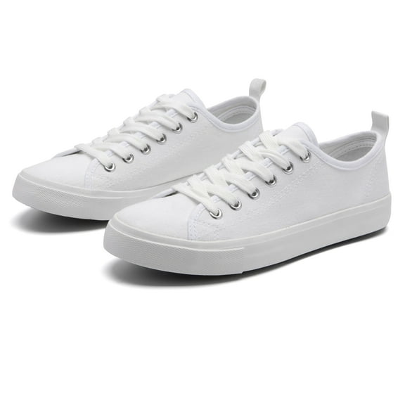 The Fashion Supply Skylar Canvas Women's Sneakers - Canvas Shoes for Women Sneakers, Comfortable Sneakers for Women, White, 6