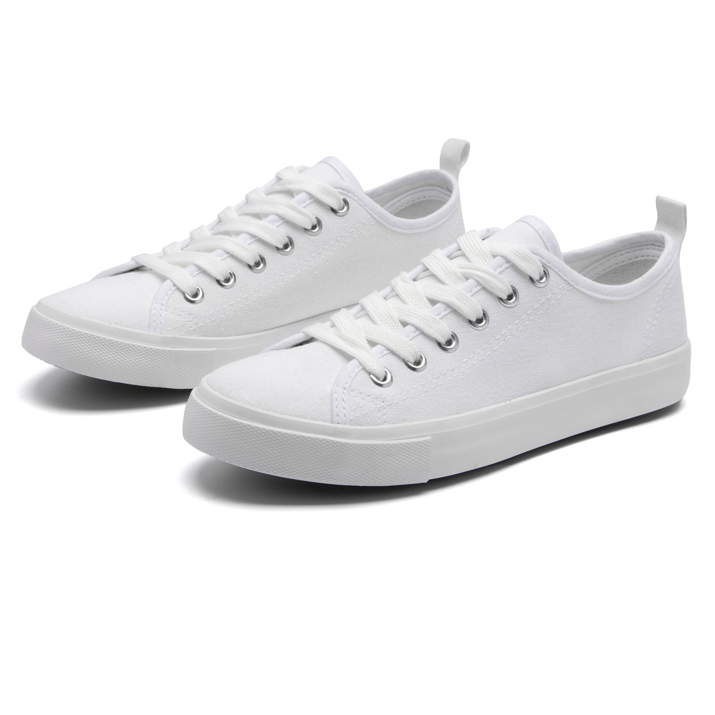 The Fashion Supply Skylar Canvas Women's Sneakers - Canvas Shoes for Women Sneakers, Comfortable Sneakers for Women, White, 7