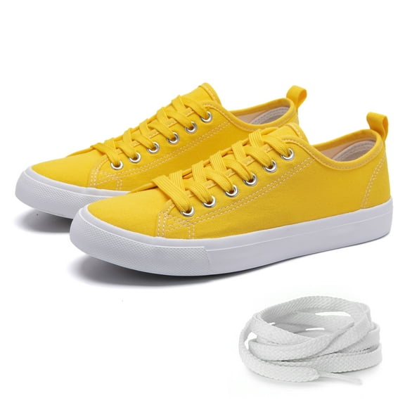 The Fashion Supply Skylar Canvas Women's Sneakers - Canvas Shoes for Women Sneakers, Comfortable Sneakers for Women, Yellow, 6