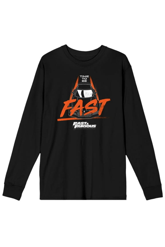 The Fast And The Furious Time To Be Fast Men's Black Long Sleeve Shirt-Medium