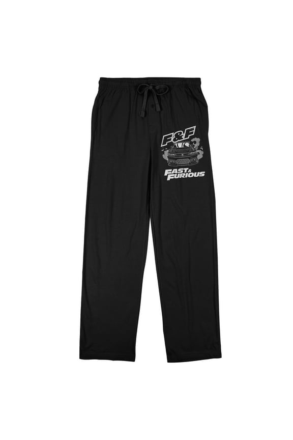The Fast & The Furious Franchise Black Car and Logo Men's Black Sleep Pants-XL