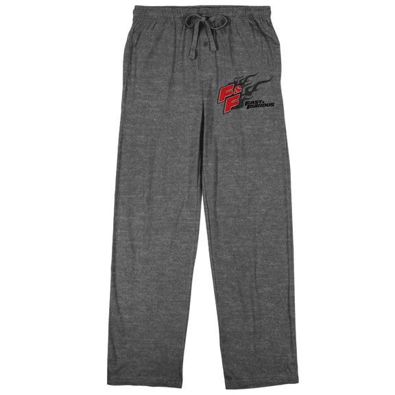 The Fast & The Furious Franchise Red Logo Black Flame Men's Athletic Heather Ground Sleep Pants-M