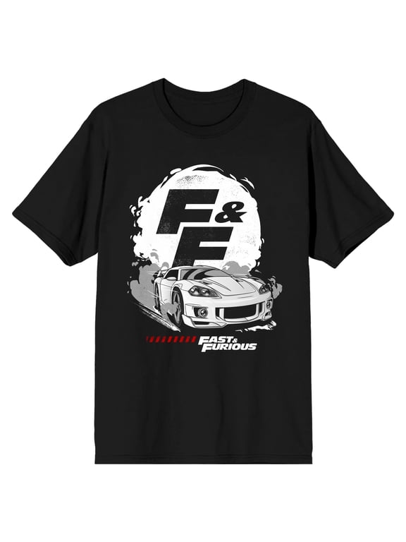 The Fast & The Furious Race Car Logo Men's Black T-shirt-Large